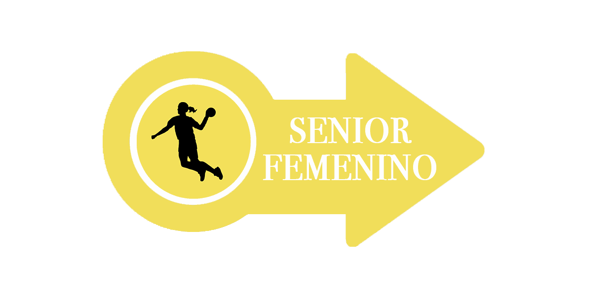flecha dorada con la silueta de una jugadora y el texto de Senior Femenino