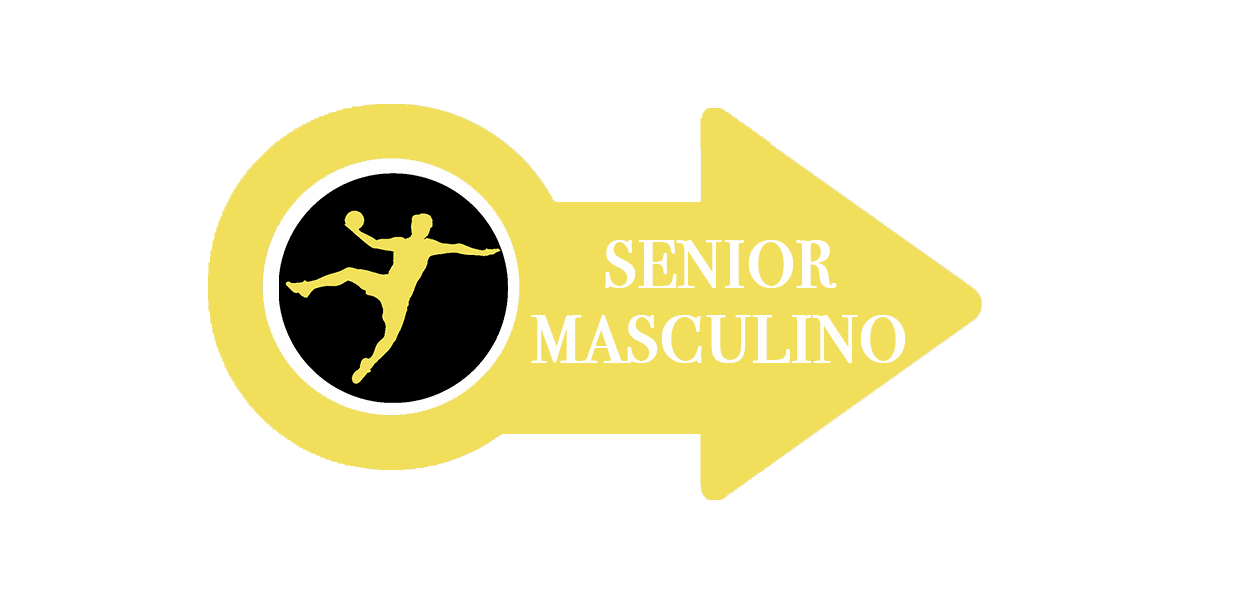 flecha dorada con la silueta de un jugador y el texto de Senior Masculino