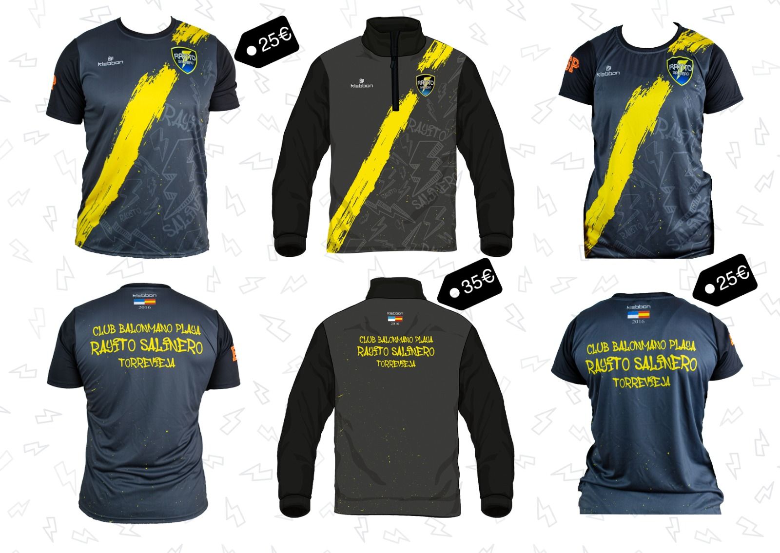 Ropa de Paseo del CBMP Rayito Salinero Muestrario de camisetas y sudaderas con el escudo del CBMP Rayito Salinero